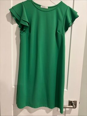 Ces Femme Womens Ruffle Sleeve Short Dress Large